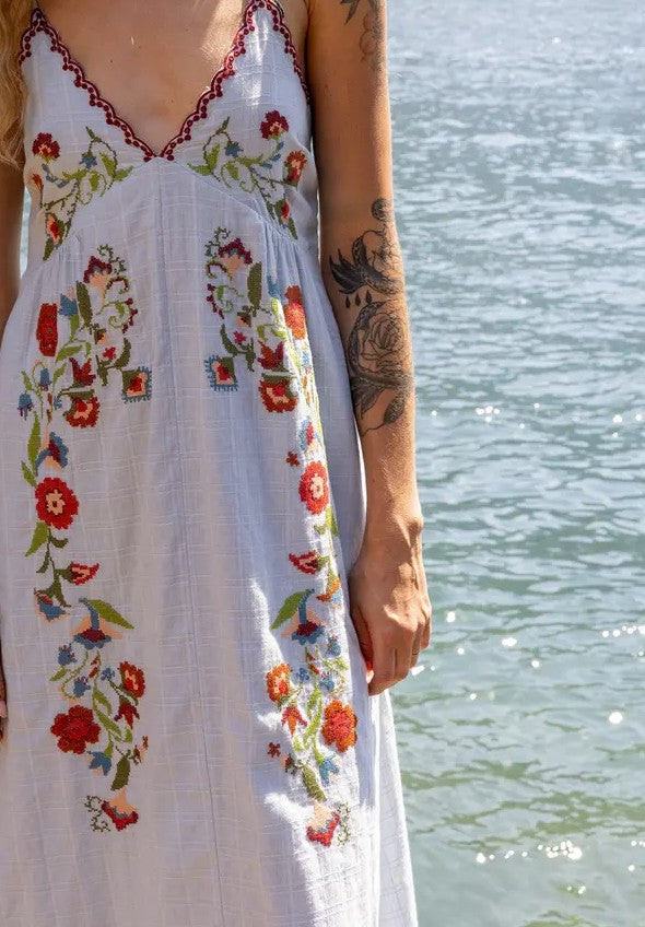INDI&COLD SN951 CROSS STITCH STRAP DRESS
