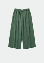 INDI&COLD CC946 STRIPED LINEN PANTS - Emerald