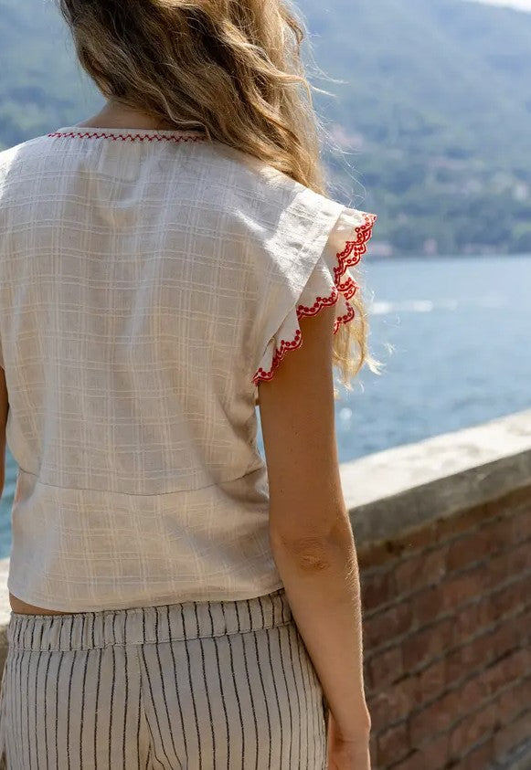 INDI&COLD SN950 CROSS STICH EMBROIDERED TOP