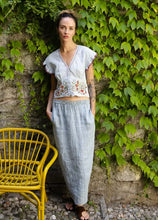 INDI&COLD CC947 STRIPED LINEN SKIRT - Ice