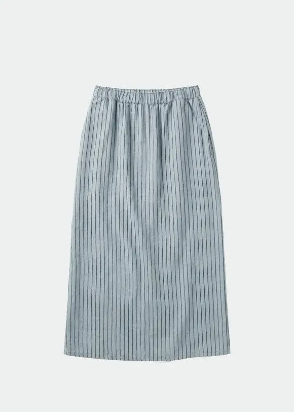 INDI&COLD CC947 STRIPED LINEN SKIRT - Ice