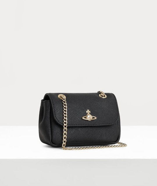 【VIVIENNE WESTWOOD】Saffiano Nano Chain Bag Black Vivienne Westwood Small Purse Chain Bag Grain Leather Black