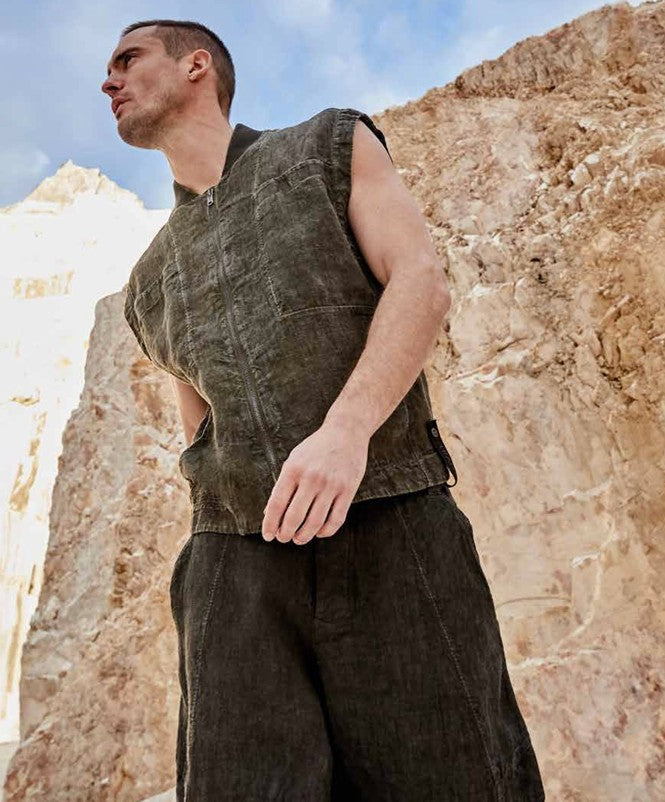 Transit Oversized zipped vest - Cold Dyed