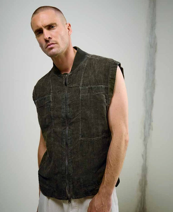 Transit Oversized zipped vest - Cold Dyed