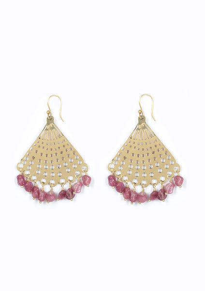 Soul Design Shell Earrings Pink Tourmaline