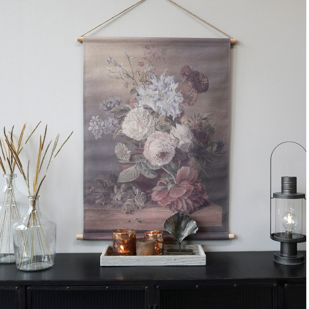Canvas for hanging w. floral print H97/L76 cm