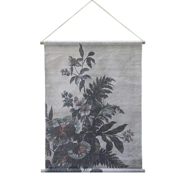 Canvas for hanging w. floral print H97/L76 cm