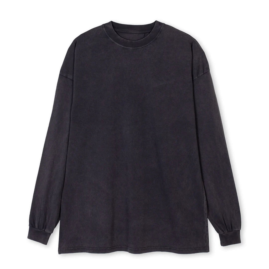WDTS HEAVYWEIGHT LONG SLEEVED T SHIRT GARMENT DYED CHARCOAL