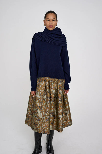 Rabens Saloner Ottoman jacquard full skirt - Silke Golden Combo