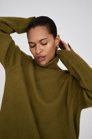Rabens Saloner Celly Pure wool roll neck sweater I Fern green