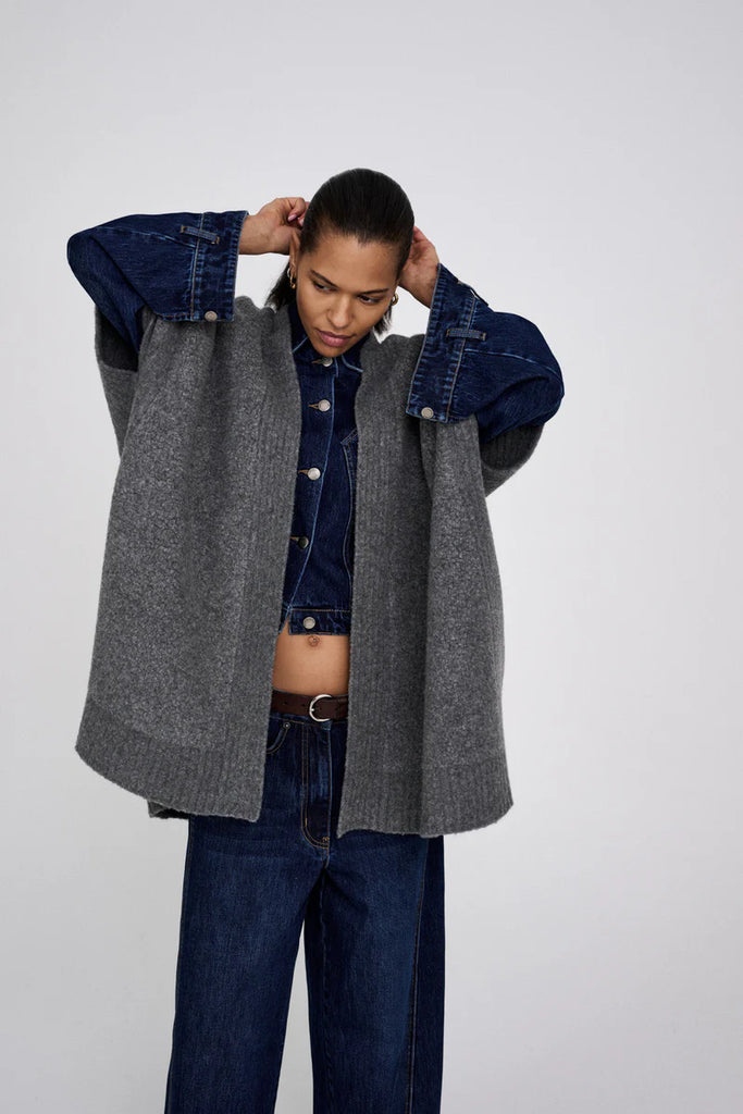 Rabens Saloner Sheep Knit Cape - Dorris Grey Melange