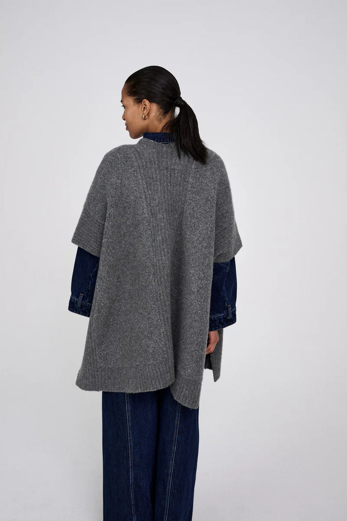 Rabens Saloner Sheep Knit Cape - Dorris Grey Melange