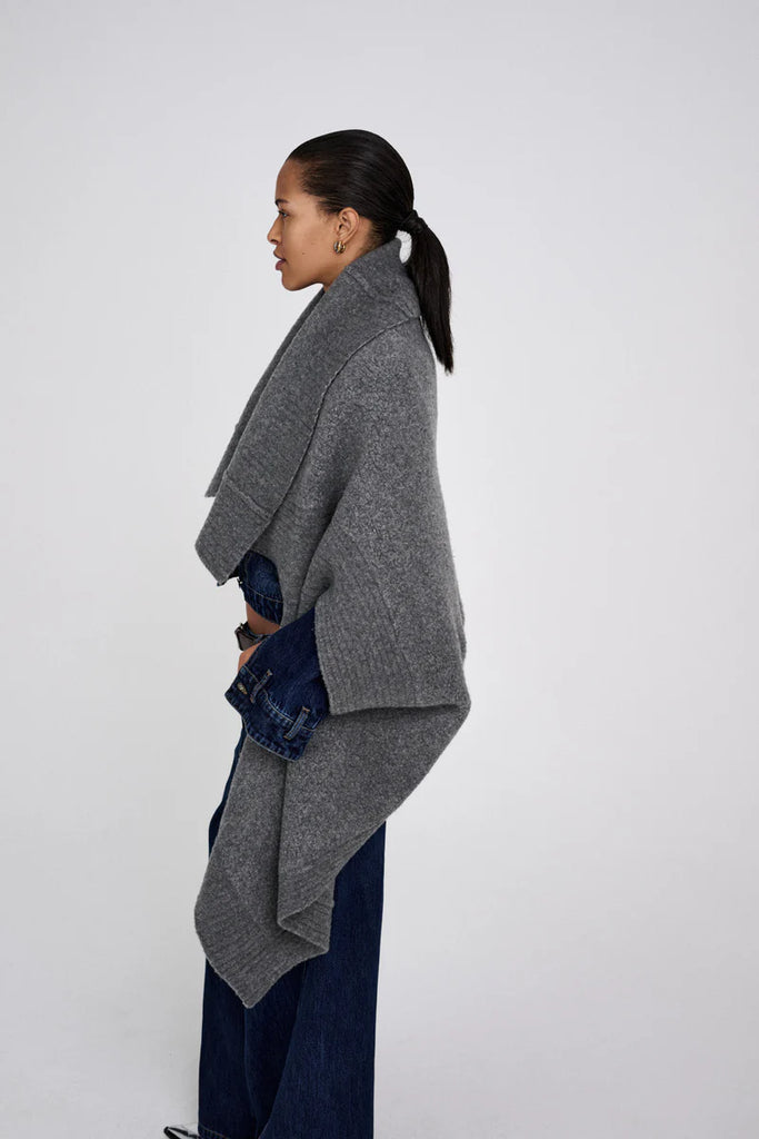 Rabens Saloner Sheep Knit Cape - Dorris Grey Melange