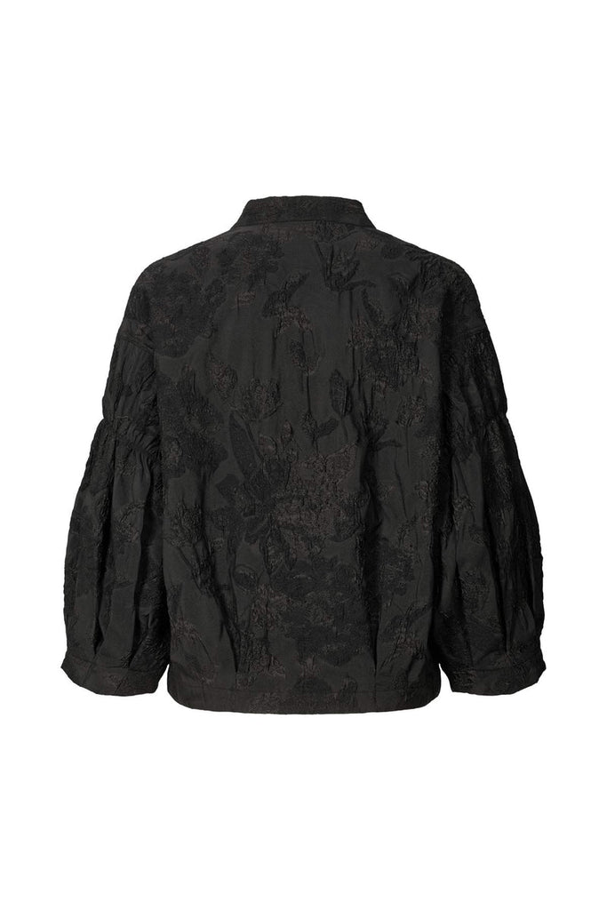 Rabens Saloner Clipped jacquard shirt jacket Pirate black