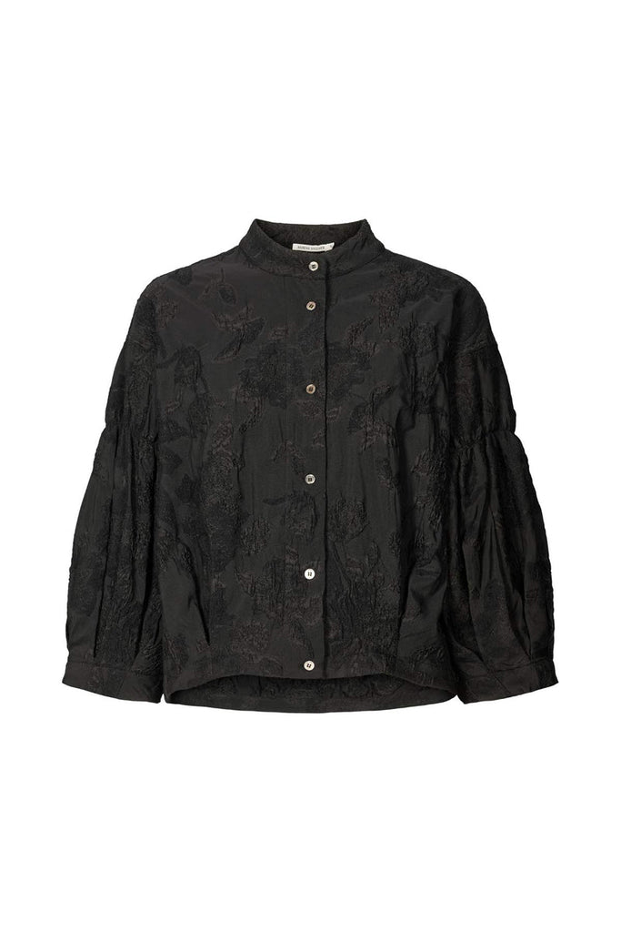 Rabens Saloner Clipped jacquard shirt jacket Pirate black