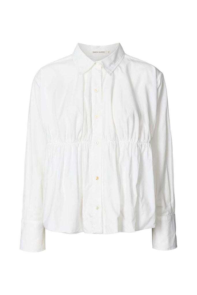 Rabens Saloner Poplin puffed hem shirt Sophie White and Black available