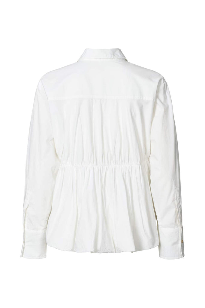 Rabens Saloner Poplin puffed hem shirt Sophie White and Black available