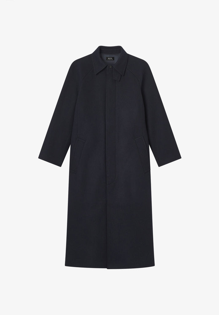 A.P.C. Women MANTEAU GAIA Loose-fit heather navy mac in recycled wool