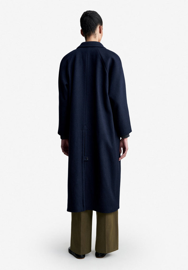 A.P.C. Women MANTEAU GAIA Loose-fit heather navy mac in recycled wool