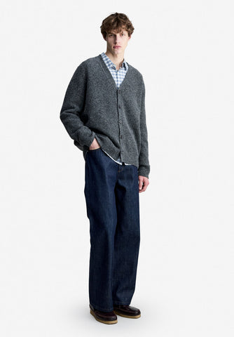 A.P.C. Mens CARDIGAN PIERRE Charcoal grey alpaca wool cardigan