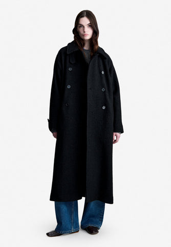 A.P.C. Women Oversized black coat in boiled Italian wool MANTEAU LEA