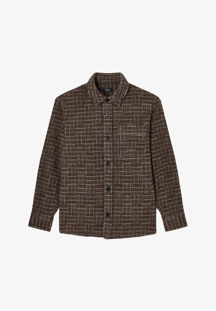 A.P.C. Mens SURCHEMISE BAPTISTE Thick burgundy overshirt