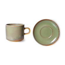 HK Living : chef ceramics : cup and saucer, moss green