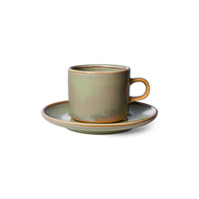 HK Living : chef ceramics : cup and saucer, moss green