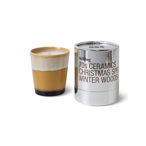 HKliving 70s Ceramics Christmas Winter Woods Candle / Mug