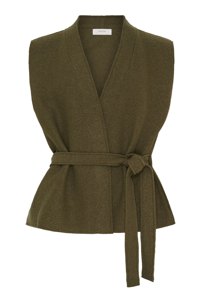 Ea waistcoat made in pure boiled wool colour Beech