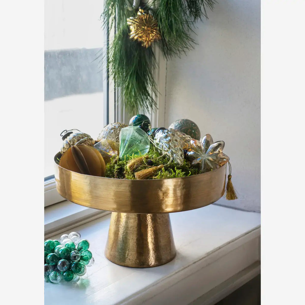 Hand hammered pedestal tray