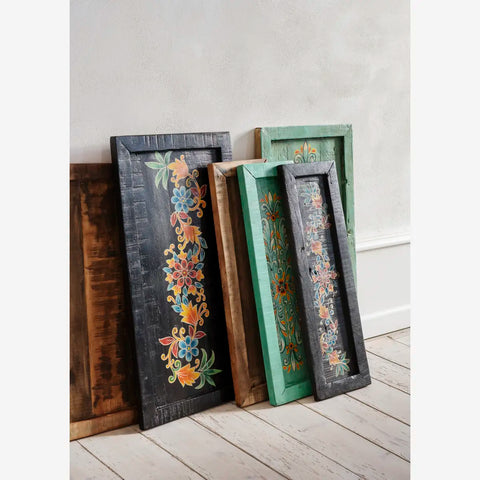 Madam Stoltz Hand painted recycled wooden tray - Small Black