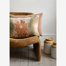 Madam Stoltz embroidered velvet cushion cover Old Rose