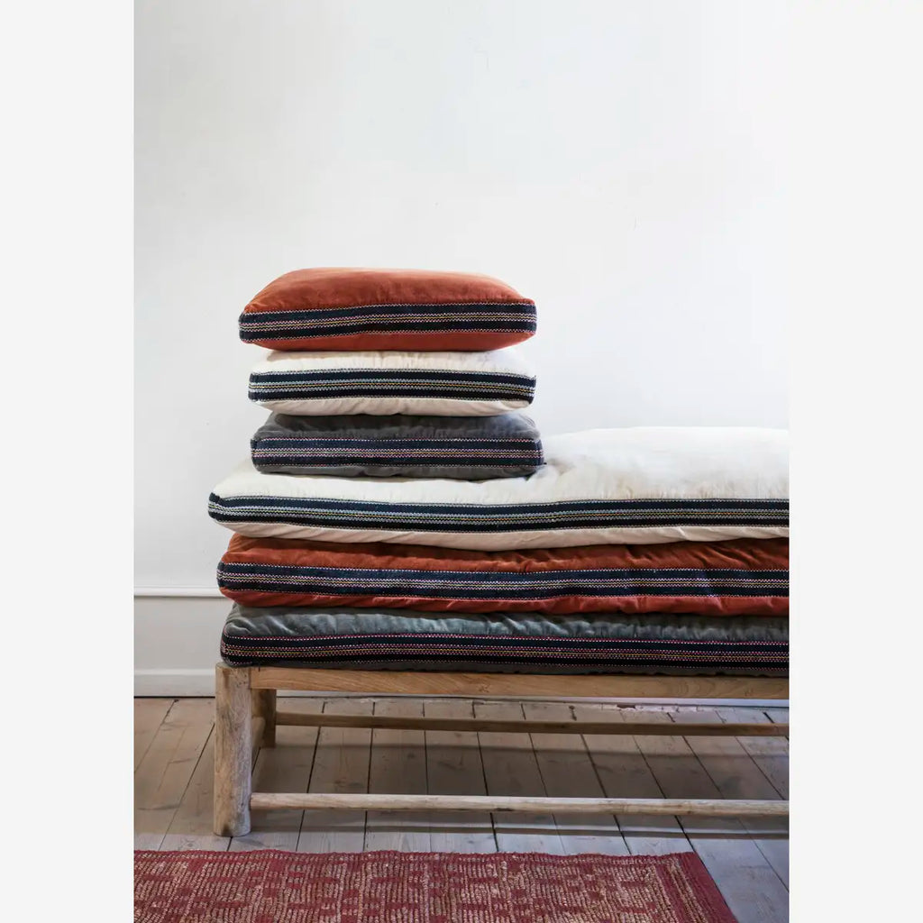 Madam Stoltz Cotton velvet seating mat burnt red