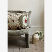 Madam Stoltz embroidered velvet cushion cover