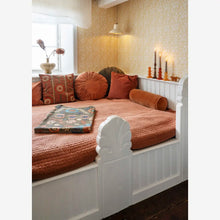 Madam Stolz Suzani embroidered velvet cushion cover khaki, dusty rose, orange, beige