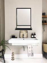 Theo Wall mirror with mini shelf black