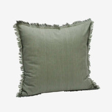 Striped cushion cover W/ FRINGES Laurel green