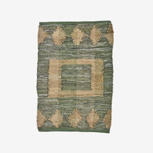 Madam Stoltz leather doormat w/jute green