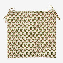 Madam Stolz Printed cotton chair pad Off white, green, burgundy