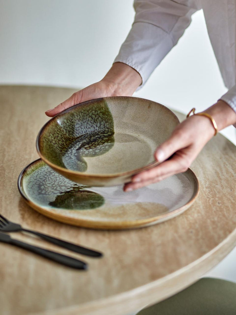 Jules Plate Deep, Green, Stoneware