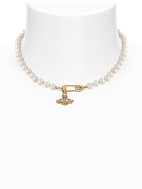 SS24 Vivienne Westwood Lucrece Pearl Necklace - Gold/Creamrose Pearl