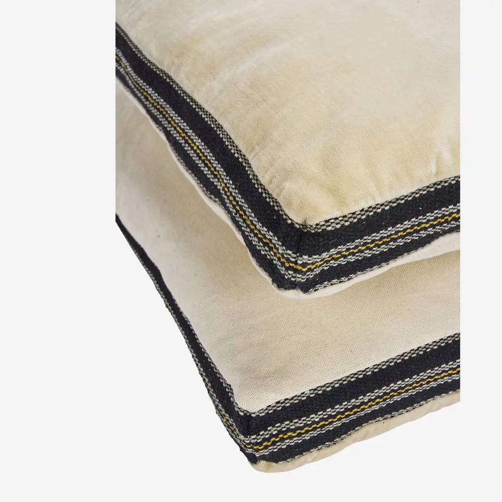 Madam Stoltz Cotton velvet mattress 60x140cm Ecru/Black