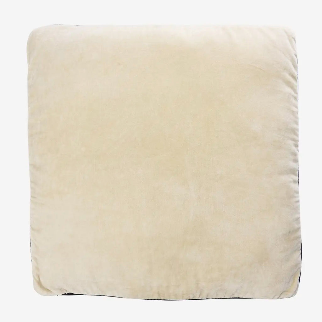 Madam Stoltz Cotton velvet seating mat Ecru/black