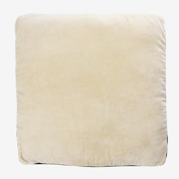 Madam Stoltz Cotton velvet seating mat Ecru/black