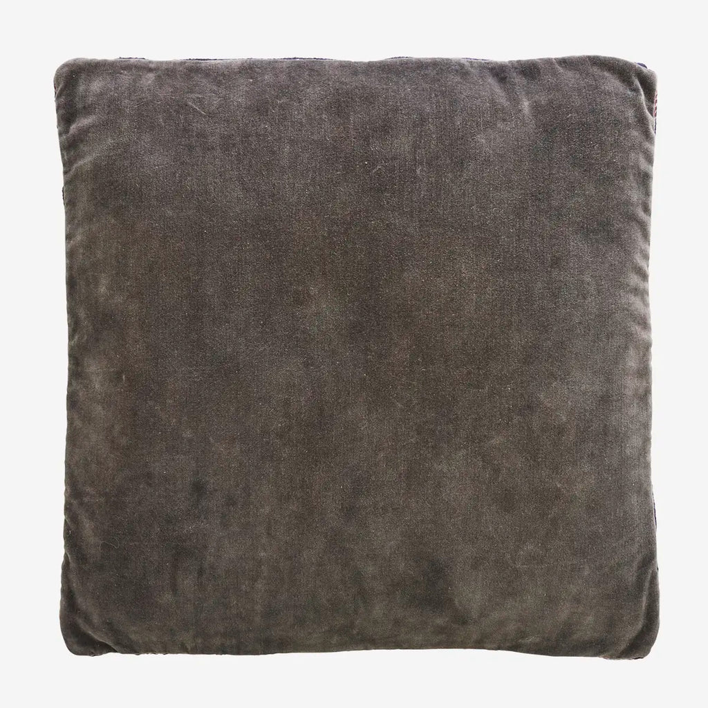 Madam Stoltz Cotton velvet seating mat Grey/black