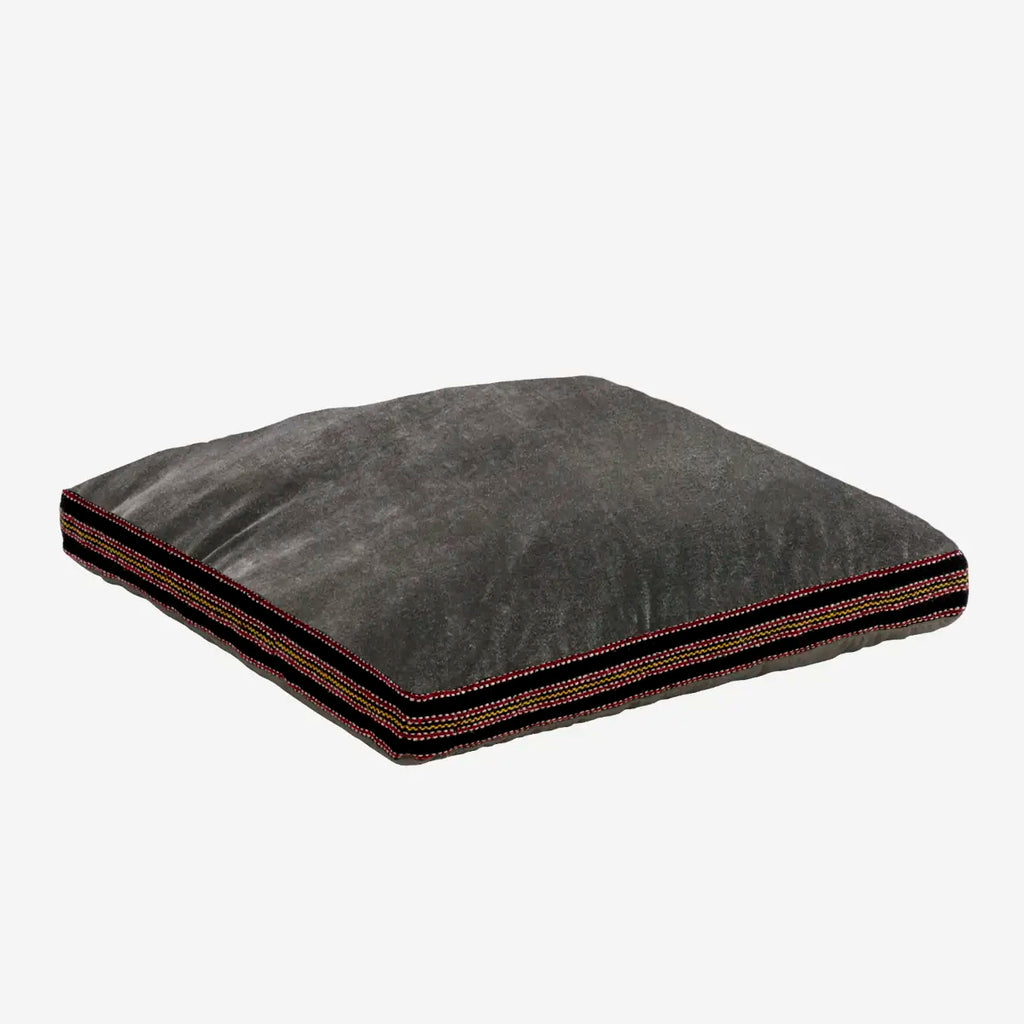 Madam Stoltz Cotton velvet seating mat Grey/black