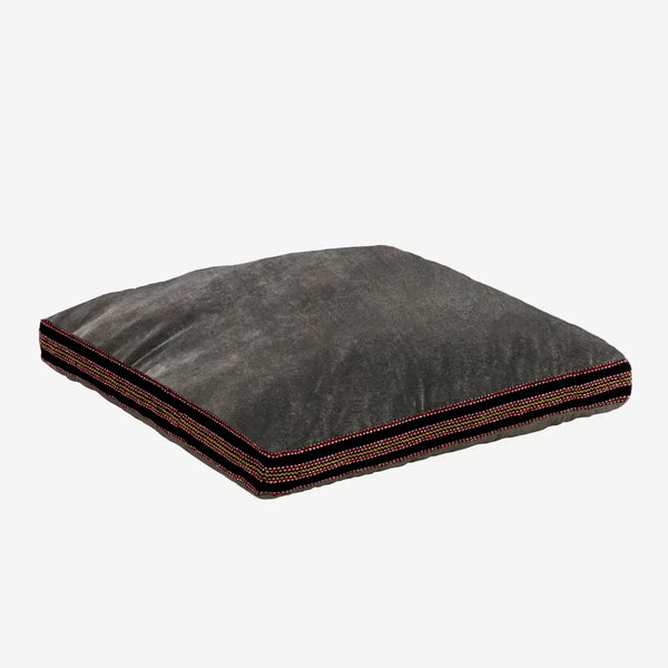 Madam Stoltz Cotton velvet seating mat Grey/black