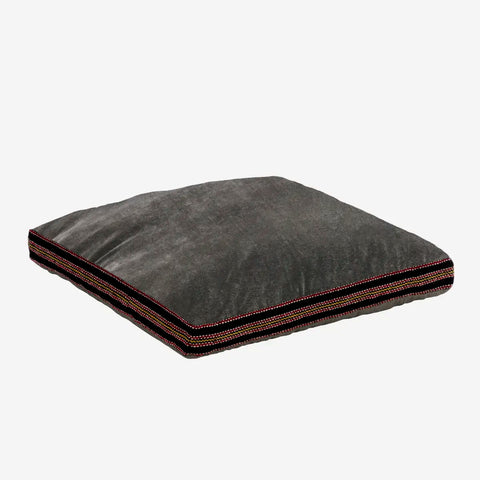 Madam Stoltz Cotton velvet seating mat Grey/black