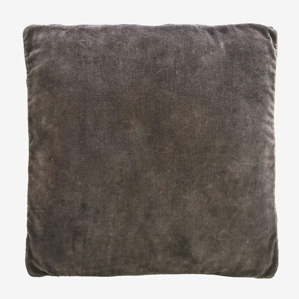 Madam Stoltz Cotton velvet seating mat Grey/black